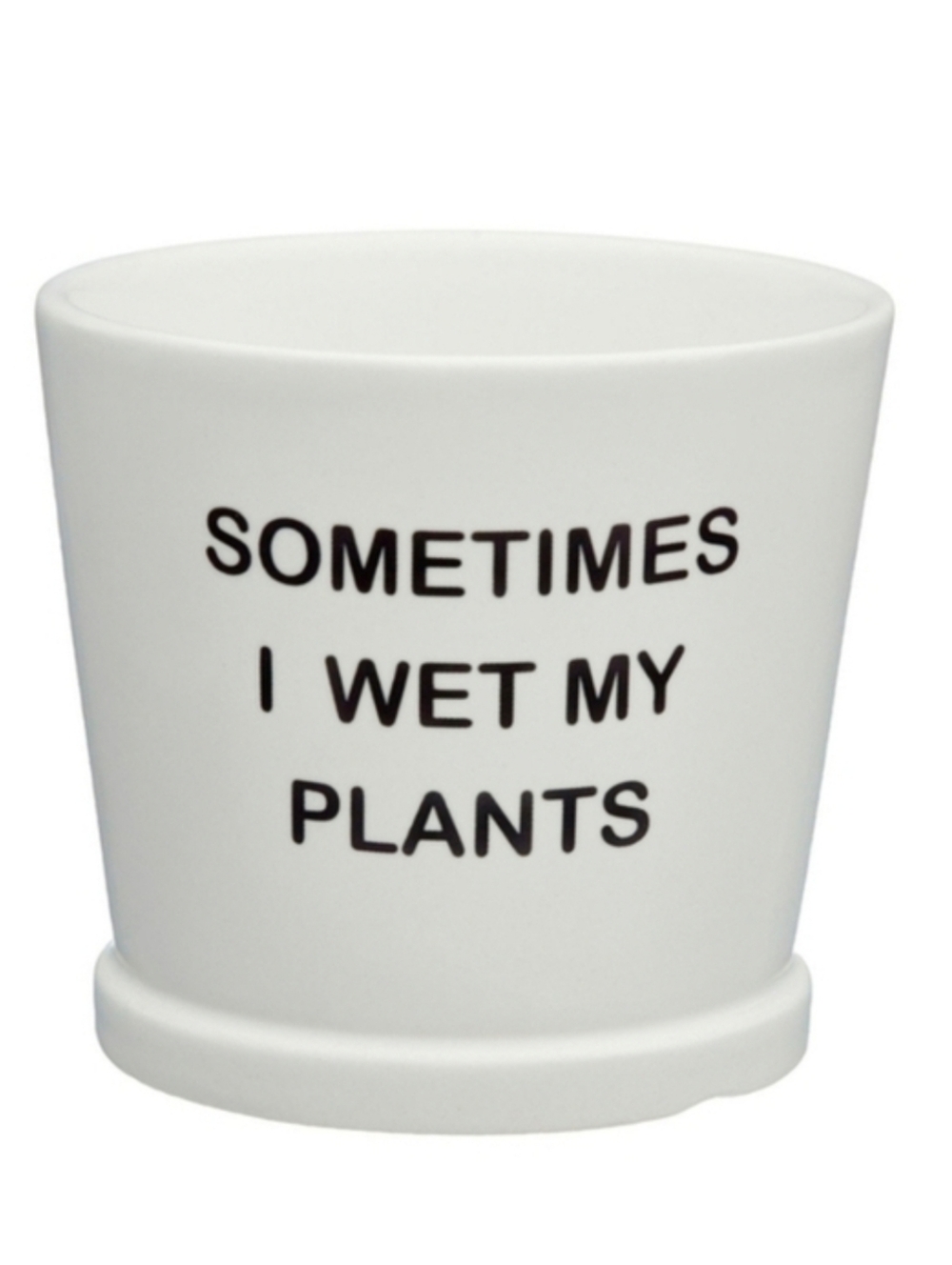 White Ceramic Planter Pencil Cup - 'Sometimes I Wet My Plants'